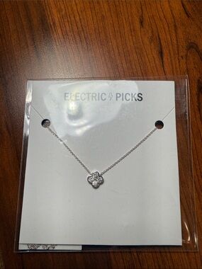 Electric Picks Silver Clover Pendant Necklace